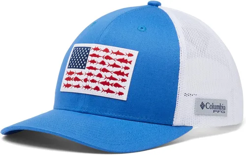 Vista 343 de Columbia Gorra de bola de malla Bandera antigua de malva/blanco/pescado