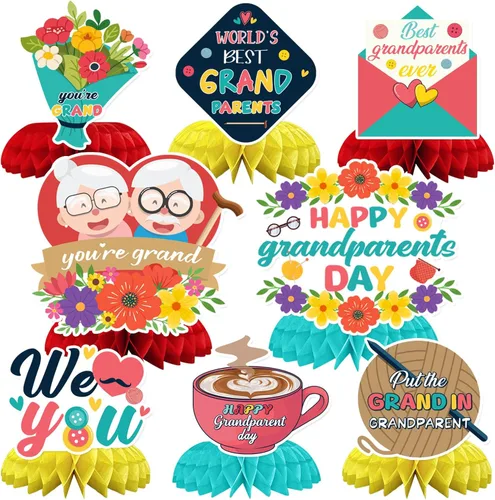 Vista 19 de JULMELON Paquete de 8 piezas de decoraciones de mesa para el 4 de julio, centros de mesa de panal, centros de mesa dobles de 3D para el 4 de julio