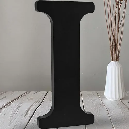 Vista 17 de AOCEAN Letras de madera negra de 12 pulgadas Letras de madera sin terminar para Halloween Letras decorativas de pie Rebanadas Tablero