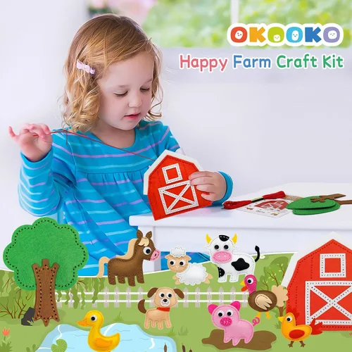 Vista 5 de OKOOKO Kit de manualidades de costura de animales, kit de manualidades de costura para niños, juego de manualidades y costura, kits de manualidades