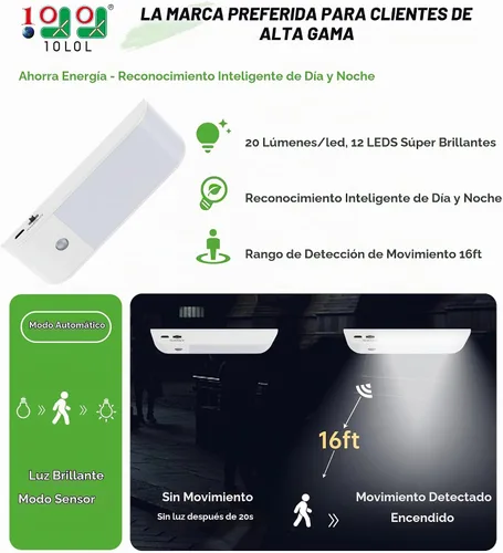 Vista 2 de 10L0L Luz Universal para Techo de Carrito de Golf, Luz Cúpula LED Recargable por USB con Sensor de Movimiento Inalámbrico