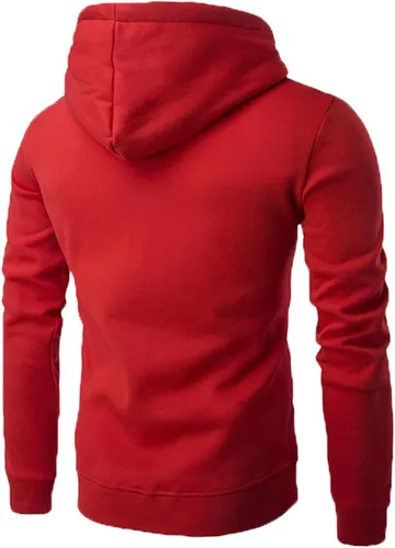Vista 3 de Sudaderas deportivas de color sólido para hombre, para otoño, invierno, holgadas, delgadas, casuales, cálidas, de manga larga, con cremallera