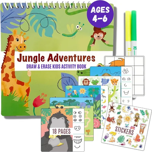 Vista 16 de Totebook Libro de Actividades Educativas de Viaje para Niños con Marcadores Lavables - Actividades de Auto y Avión, Juguetes Educativos para Niños