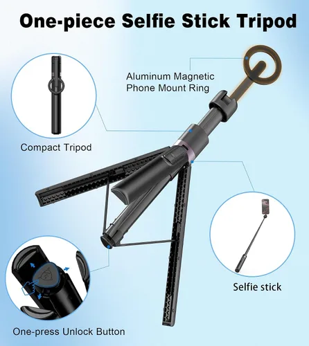 Vista 4 de Trípode magnético para selfie de 68 pulgadas para iPhone, soporte de trípode portátil para teléfono celular para Magsafe con control remoto