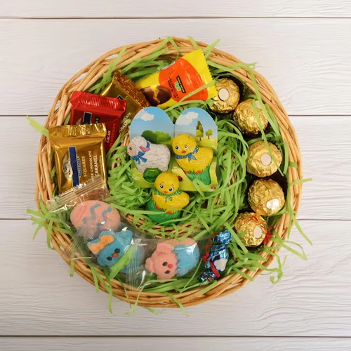 Vista 5 de Cesta de Pascua Huevos y Chocolate Candy