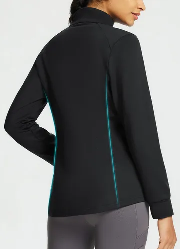 Vista 2 de baleaf Chamarra de invierno para mujer, ligera, resistente al agua, acolchada, para correr, con bolsillos con cremallera, para otoño, clima frío