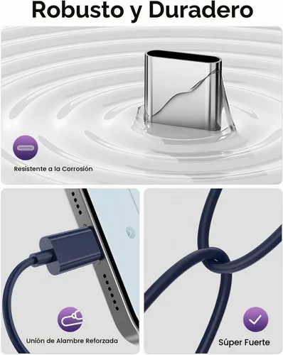 Vista 3 de Adaptador USB C a conector de auriculares de audio de 0.138 in (paquete de 2), cable auxiliar a USB C compatible con iPhone 17/16/15, iPad Pro Azul