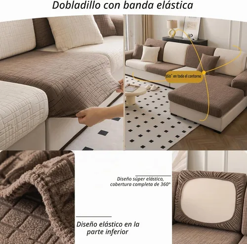Vista 5 de Fundas de cojín para sofá seccional, fundas de sofá lavables de tela elástica gruesa de jacquard para sofá seccional, fundas de sofá para mascotas