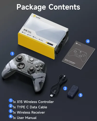 Vista 9 de EasySMX X15 PC Controller - Enhanced Wireless Bluetooth Controller with Hall Joysticks/Hall Triggers/RGB Lighting - No Stick Drift, No Dead Zone