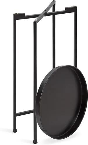 Vista 6 de Kate and Laurel Celia - Mesa decorativa redonda de metal plegable con bandeja superior, negro