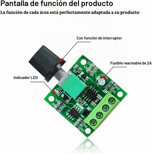 Vista 4 de PWM Controlador de velocidad de motor de CC de bajo voltaje 1.8 V 3 V 5 V 6 V 12 V 2 A 24 W controlador ajustable interruptor 1 paquete