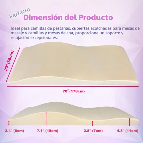 Vista 2 de Cubrecama con pestañas, 23 x 70 pulgadas, cubrecolchón de espuma viscoelástica, color beige