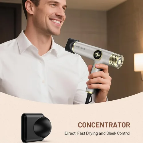 Vista 6 de HITTIONA Secador de pelo de viaje de doble voltaje con difusor magnético, secador de pelo iónico de alta velocidad de 2000 W, regalo para mujeres