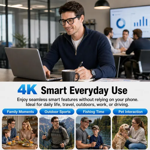 Vista 9 de Gafas inteligentes AI con cámara, video 4K, traducción en tiempo real