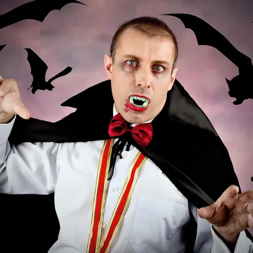 Vista 3 de Boao 60 piezas de dientes de vampiro de Halloween a granel, colmillos de vampiro de plástico, dientes falsos de color brillante, accesorios