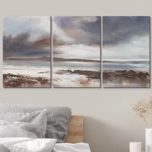 Vista 314 de wall26 Lienzo enmarcado para pared, juego de arte de acuarela pastel, paisaje rural, ilustraciones con formas abstractas, arte moderno, decorativo