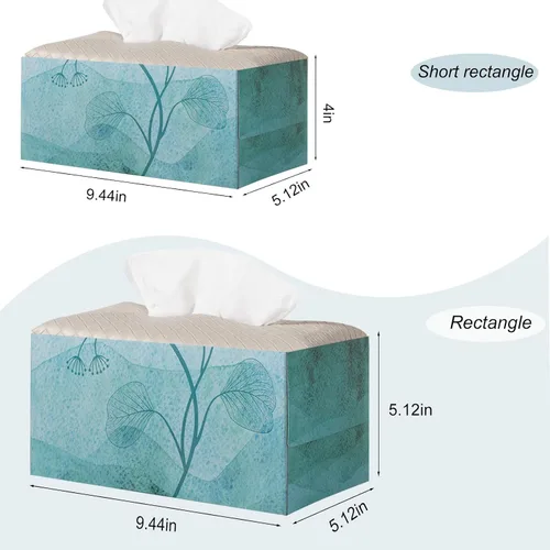 Vista 4 de Funda para caja de pañuelos de piel sintética, estuche cuadrado para pañuelos faciales, dispensador de papel facial para baño, encimera de tocador
