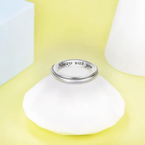 Vista 3 de JLYY Sterling Silver Spinner Ring Fidget Anxiety Worry Relieving Boredom ADHD Autism Band Rings for Women Men