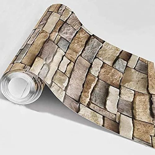 Vista 6 de Abyssaly Papel Tapiz de Piedra Papel Tapiz de Ladrillo Despegar y Pegar Respaldo de Piedra Autoadhesivo Removible Envolturas de Vinilo Gris Ladrillo