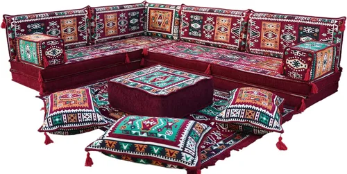 Vista 10 de arabicsofa Cojines de asiento de suelo de esquina con almohadas de respaldo – Juego de sofá modular de suelo estilo boho