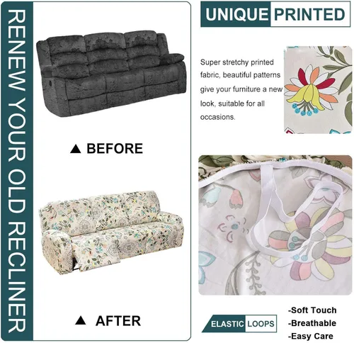 Vista 3 de Fundas reclinables, fundas elásticas de 3 plazas para sofá reclinable, fundas para sofá reclinable, fundas para sofá, fundas protectoras de muebles
