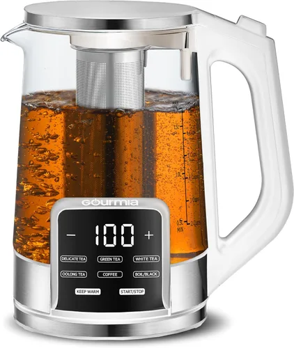 Vista 17 de Gourmia Hervidor eléctrico programable de vidrio – 1.7L Control de temperatura para té y café con pantalla táctil digital, 6 ajustes