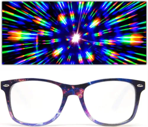 Vista 2 de Ultimate Diffraction Glasses - 3D Prism Rainbow Effect - Great Edm, Concert, Rave Accessory, Music Festival Essential