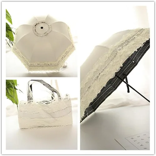 Vista 66 de Honeystore Paraguas plegable a prueba de rayos ultravioleta Princess Lace Parasol con cúpula anti-UV