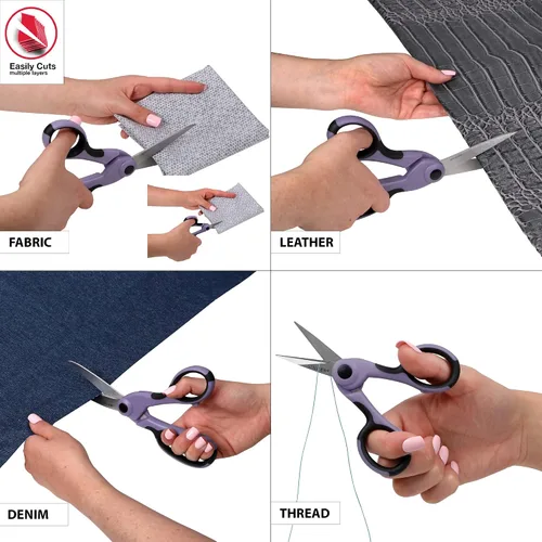 Vista 3 de SINGER ProSeries - Juego de tijeras de tela resistentes de 8.5 pulgadas y 4.5 pulgadas para detalles de manualidades, color morado lila, juego de 2