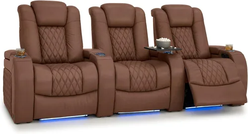Vista 211 de Seatcraft Asiento de cine en casa Diamante Marrón Reclinable Individual