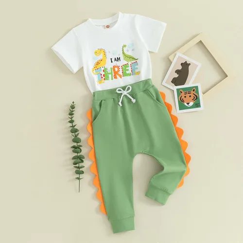 Vista 17 de Traje de cumpleaños para bebé niño de 1 a 5 años, conjunto de camisa y pantalón deportivo, conjunto de 1, 2, 3, 4, 5 años