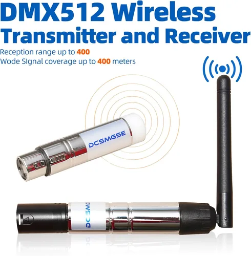 Vista 2 de DMX inalámbrico, 3 piezas DMX512 DMX Dfi DJ 2.4G inalámbrico 2 receptor y 1 transmisor etapa control de iluminación