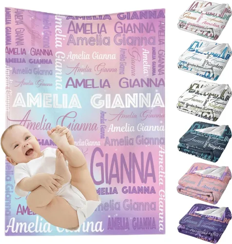 Vista 19 de Mantas de bebé personalizadas para niñas y niños, mantas de bebé personalizadas con nombre para niños y niñas, regalos personalizados para bebés