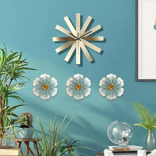 Vista 3 de Decoración artística de pared de flores de metal, escultura floral moderna y rústica de 9.5 pulgadas, hierro envejecido para colgar en la pared