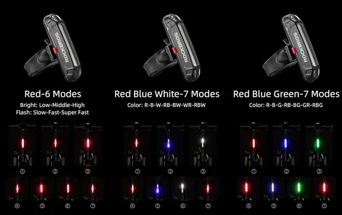 Vista 2 de ROCKBROS Luz trasera de bicicleta USB recargable LED luz trasera de bicicleta 6 modos IPX4 luz trasera de bicicleta para conducción nocturna