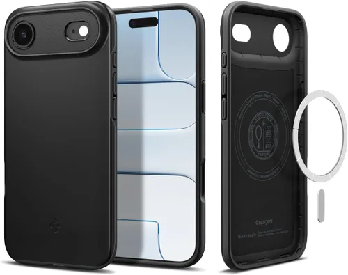 Vista 22 de Spigen Thin Fit MagFit Funda diseñada para iPhone 16 [Carcasa rígida] [Protección de grado militar] Compatible con MagSafe - Negro