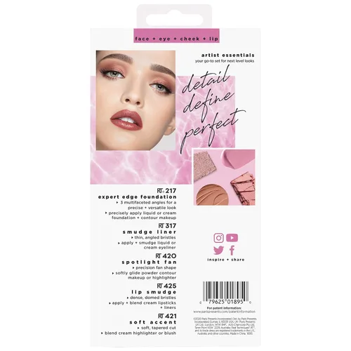 Vista 11 de Real Techniques Artist Essentials Makeup Brush Set, For Foundation,Blush, Highlighter, Eyeshadow, & Liner, Professional Makeup Tools, Synthetic