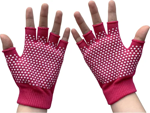 Vista 2 de Calcetines de pilates con empuñaduras para mujer, calcetines de yoga antideslizantes para baile de barra o entrenamiento descalzo 2 pares de guantes