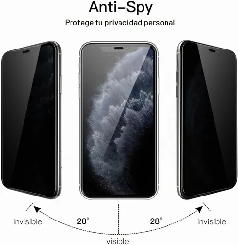 Vista 3 de JETech Protector de pantalla de privacidad de cobertura completa para iPhone 11 Pro/X/XS de 5.8 pulgadas, película de vidrio templado antiespía