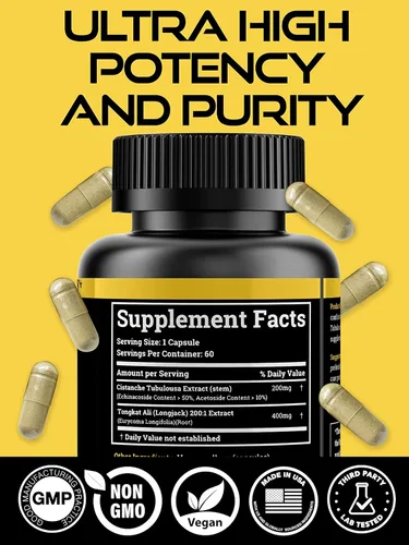 Vista 4 de Cistanche Tubulosa 200mg y Tongkat Ali 400mg (pureza máxima) Suministro de 2 meses