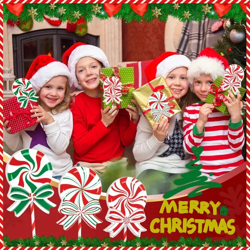 Vista 5 de Juego de 3 piezas de decoración de mesa de Navidad, dulces de madera, decoración de bandeja escalonada de Navidad roja, decoración rústica de mesa
