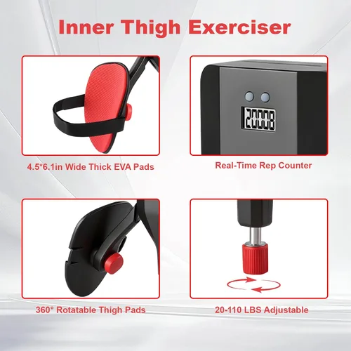 Vista 4 de Ejercitador de muslos internos profesionales para hombres y mujeres, 20-110 libras de Kegel ajustable y entrenador muscular del suelo pélvico