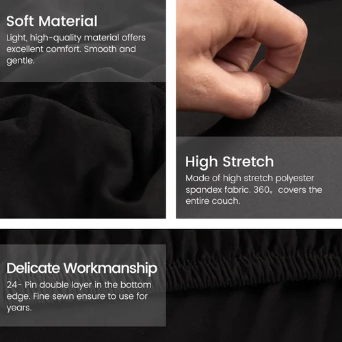 Vista 4 de Fundas de Sofá Seccional 2 Piezas Fundas Elásticas para Sofá Funda Deslizable en Forma de L para Sofá Chaise Funda Protectora de Muebles para Niños