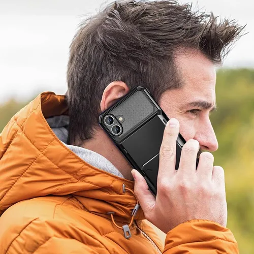 Vista 7 de Vofolen Funda para iPhone 16 con tarjetero tipo cartera negra Negro