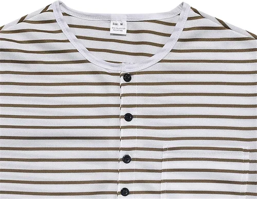 Vista 6 de Mens Henley Shirts Long Sleeve Regular Fit Cotton Casual Summer Striped T Shirts Fashion Basic Fitted Athletic Work Tshirts