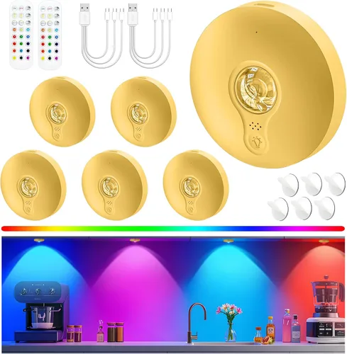 Vista 15 de Luces LED recargables con control remoto, paquete de 3 luces magnéticas para debajo del gabinete, luces LED accionadas a pila de 1500mAh