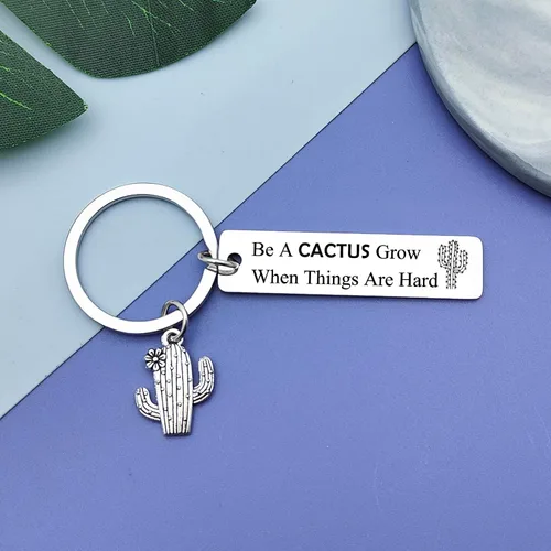 Vista 4 de Llavero inspirador de cactus para mujeres, regalos para amantes de los cactus, regalos para amantes de las plantas, decoración de cactus, joyería