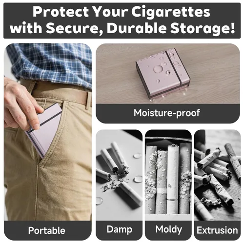 Vista 3 de Zoyiancy 2 cajas de cigarrillos para hombres, caja de cigarrillos de metal de 3.346 in, tamaño King 40 de capacidad, organizador de cigarrillos