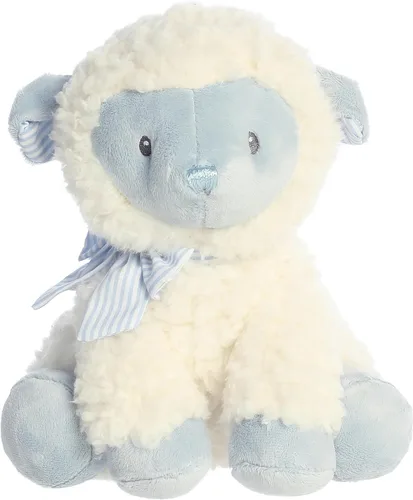 Vista 2 de Aurora® Playful Blessing Lamb™ Boy Lamb™ Animal de peluche para bebé, compañero reconfortante, juego imaginativo, color azul, 9 pulgadas