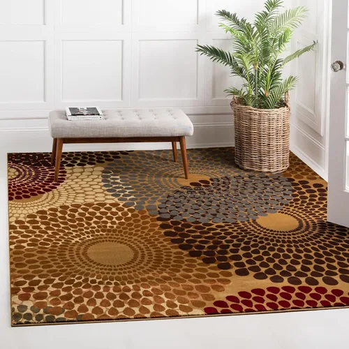 Vista 8 de Unique Loom Barista Collection - Alfombra de área Java (6 pies 1 pulgada, redonda, beige/negro)